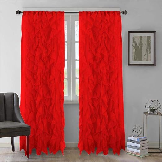 Amazon Com Diamondhome 2pc Cascade Shabby Chic Sheer Ruffled