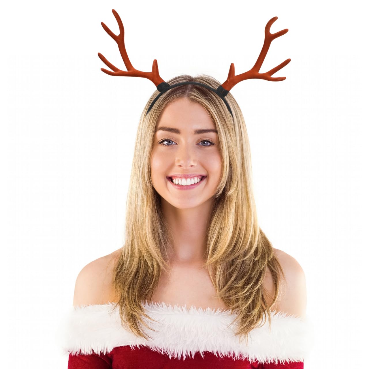 Ciieeo Deer Antler Headband Reindeer Antlers Hairband Cute Rein Ears Hair Hoop Headpiece for Christmas Halloween Adult Boys Grils Brown Cosplay Adjustable Simulation Plastic Coffee