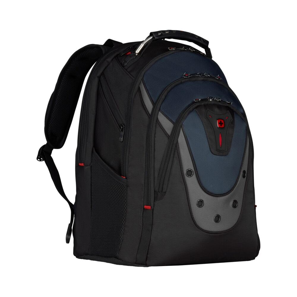 Wenger Ibex 600638, 17 Inch Laptop Backpack with Dedicated Tablet Pocket, Shock Absorbing Shoulder Straps, Water-Resistant Design, Ideal for Travel, Work, School, Commuting, Blue 28 x 37 x 47 cm