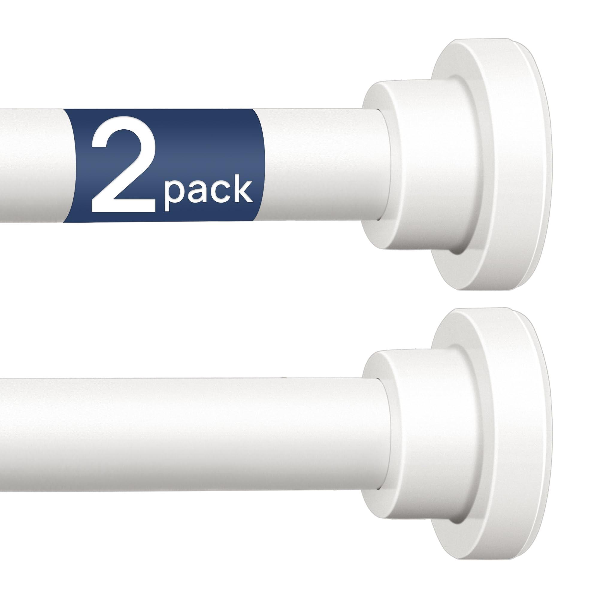 Photo 1 of ENJOYBASICS 2 Pack Adjustable Spring Tension Curtain Rods 32 to 66 Inches, Stainless Steel White Shower Rod No Drilling for Window, Bathroom, Closet, Room Divider, 7/8" Diameter