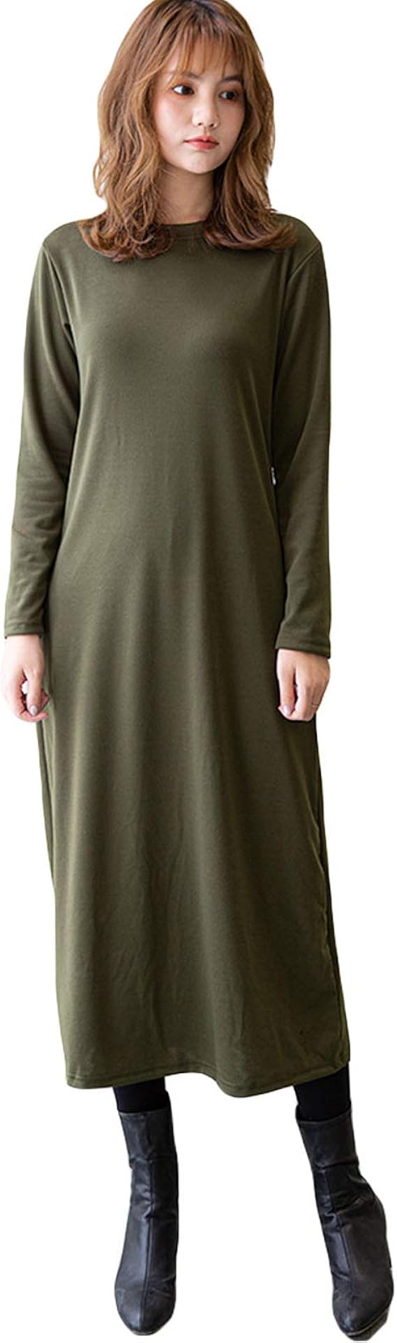 Amazon ｓｅｍｏ１ｍｕｓ ロングワンピース レディース チュニック ワンピース 春夏 大きいサイズ マキシ丈 薄い ゆったり カジュアル 体型カバー 着痩せ 長袖 ５色 通勤 お出掛け ワンピース チュニック 通販