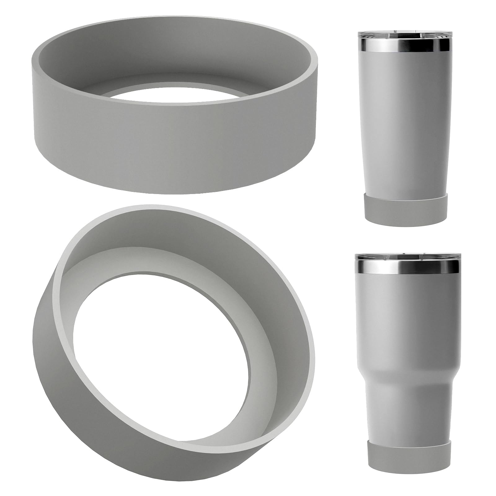 Linkidea 2 Pack Water Bottle Boot Compatible with YETI Tumbler 20oz/30oz, Travel Mug 20oz/30oz, Silicone Anti-Slip Waterbottle Bottom Sleeve Cover Protector (Gray)