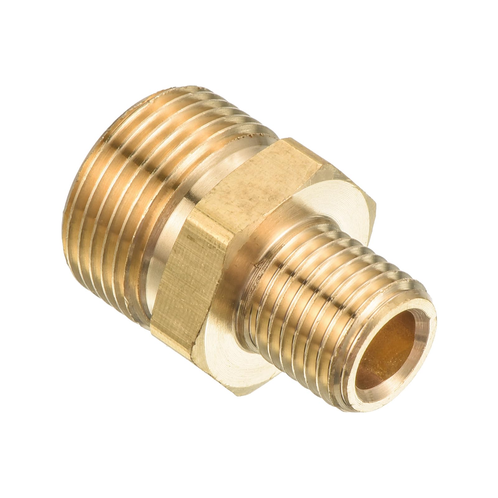 PATIKIL Pipe Fitting, M22 to M14 Male Thread Hex Extension Connector Adapter 1.26 Inch for Garden Water Pipe, Gold