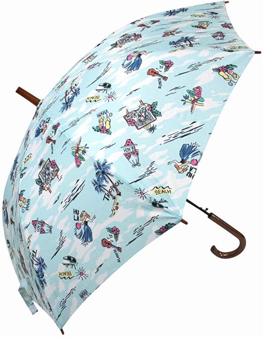 Amazon Co Jp Hula Lani フララニ ハワイアン 傘 フララニ ワンタッチ 雨傘 晴雨兼用 長傘 男女兼用 ハワイアン サーフブランド 服 ファッション小物