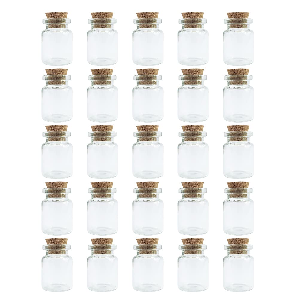 WYAN 25Pcs 4ML mini glass bottle,mini glass bottles with cork,shot bottles wedding favours,for DIY Arts Crafts Decoration