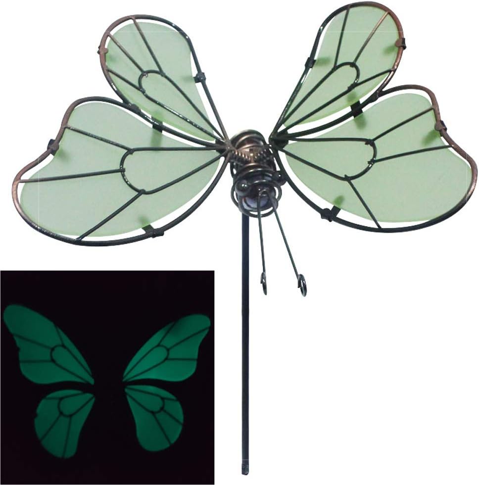 FANN 2 Pack Butterfly Dance Garden Stakes Decor Glow in Dark Metal Yard Art Indoor Outdoor Lawn Pathway Patio Ornaments 7" x 15": Garden & Outdoor