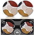 Einzelnn Car Coasters for Cup Holders, Car Cup Holder Coaster, Cute Car Accessories for Women Interior, 2PCS Cup Holder Coasters for Car, Anti Slip Rubber Car Cup Mat with A Finger Notch Abstract Art
