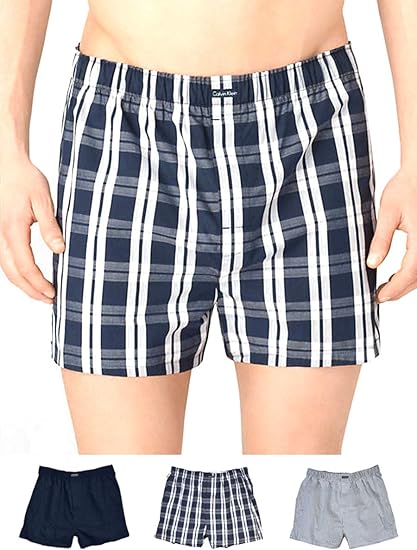 Amazon Calvin Klein カルバンクライン メンズ トランクス ボクサーパンツ ブリーフ 3枚セット ネイビー チェック ストライプ U 並行輸入品 ボクサー 通販