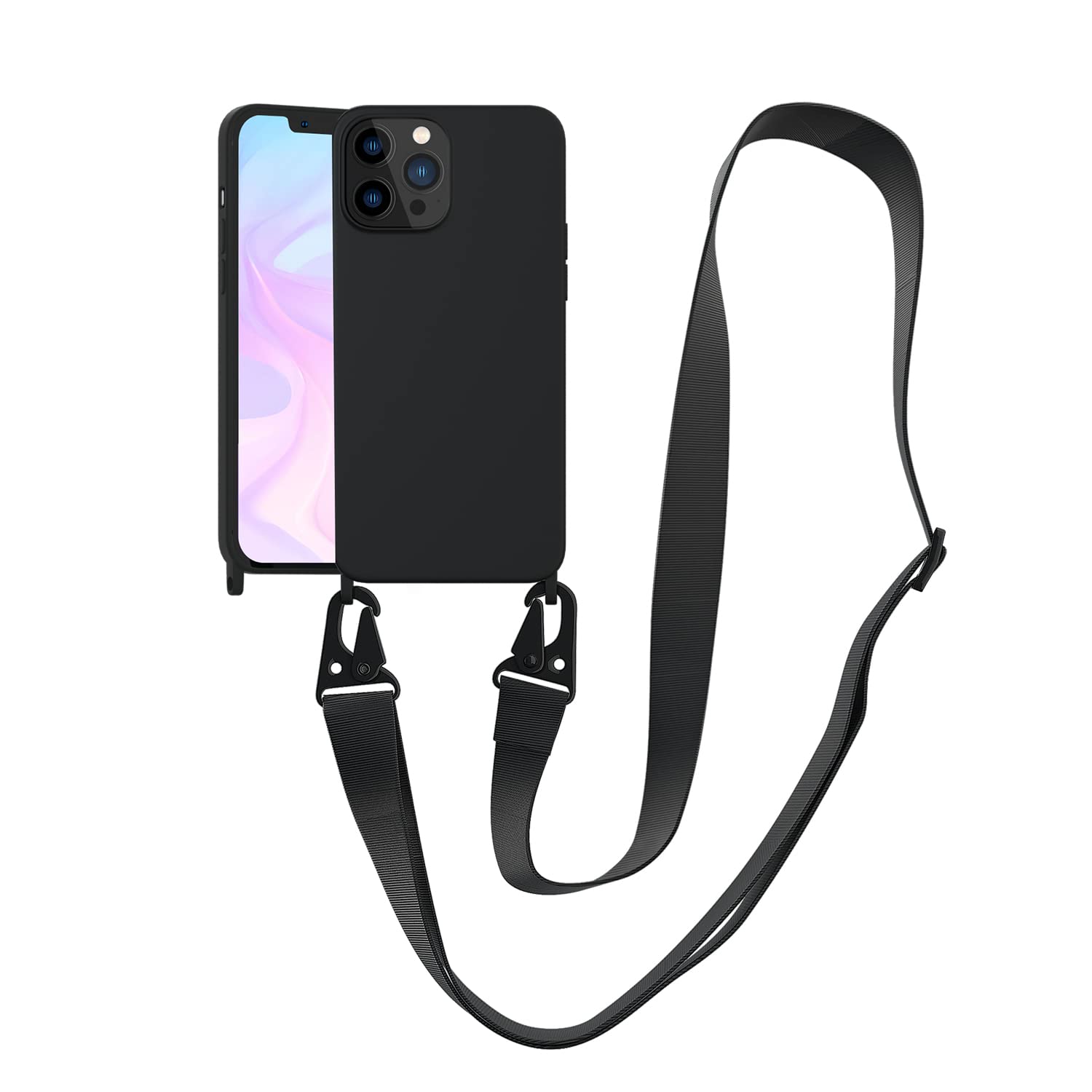 Photo 1 of VooDirop Compatible with iPhone 13 Pro Max Case Crossbody Phone Case with Strap Neck Lanyard Adjustable Shockproof Drop Protection Silicone Phone Cover for iPhone 13 Pro Max 6.7’’ Black