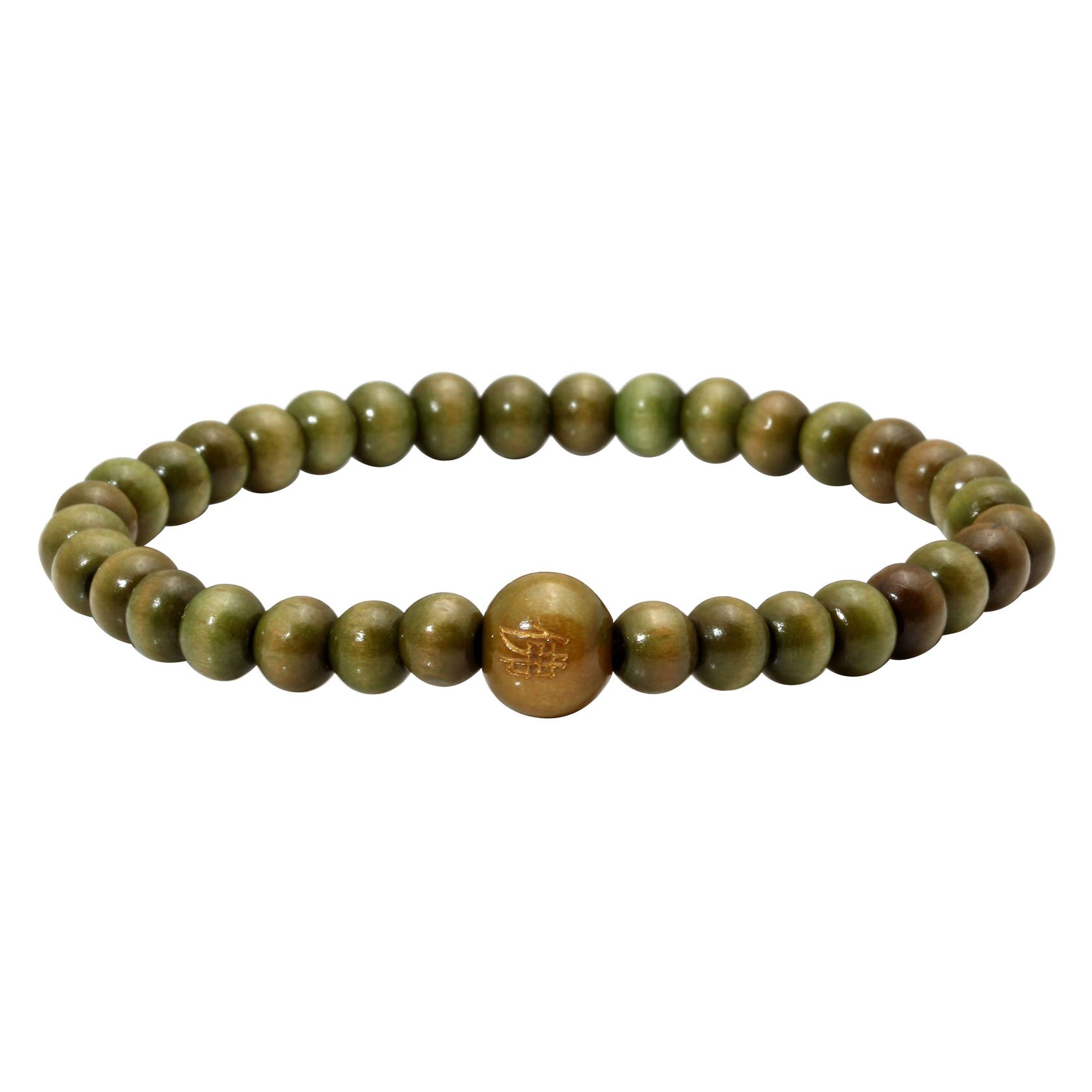 MILAKOO 6mm Beads Tibetan Buddhist Buddha Prayer Mala Green Wood Beads Bracelet Bangle