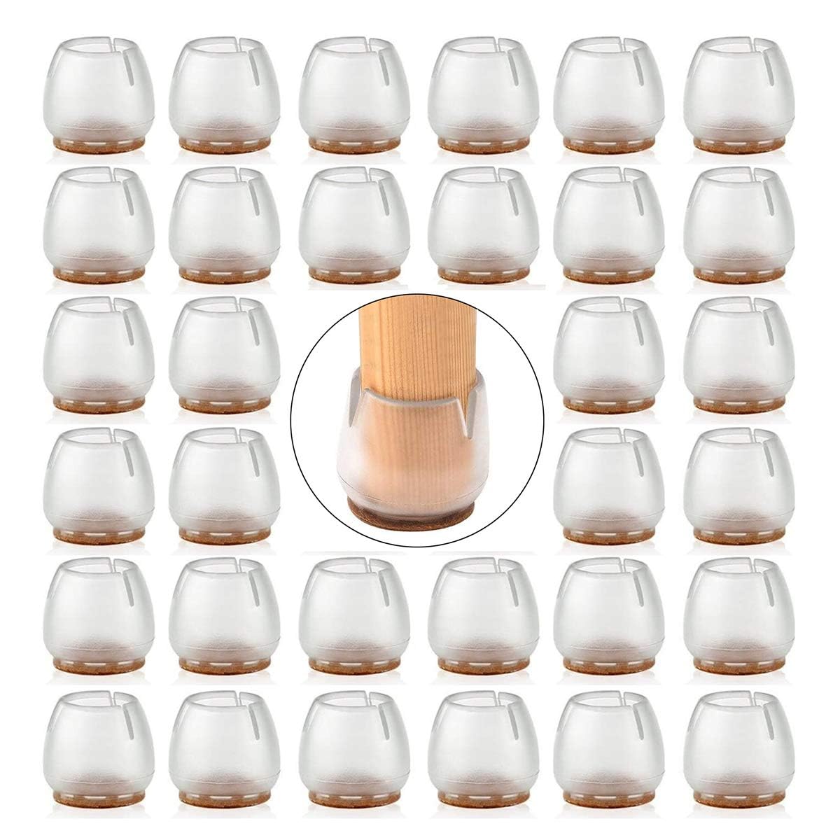 XNJIHWA 32Pcs Protectors Chair Leg Silicone Chair Leg Table Covers Floor Protectors Table Round Legs Covers Anti-Slip Anti-Scratches Anti-Noise 25-29mm