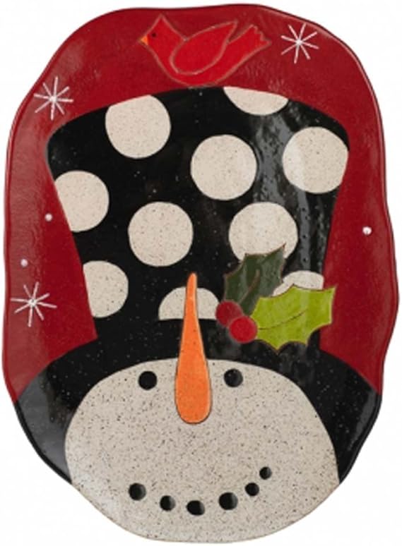 Grasslands Road Pottery Snowman Polka Dot Stoneware Platter Platters