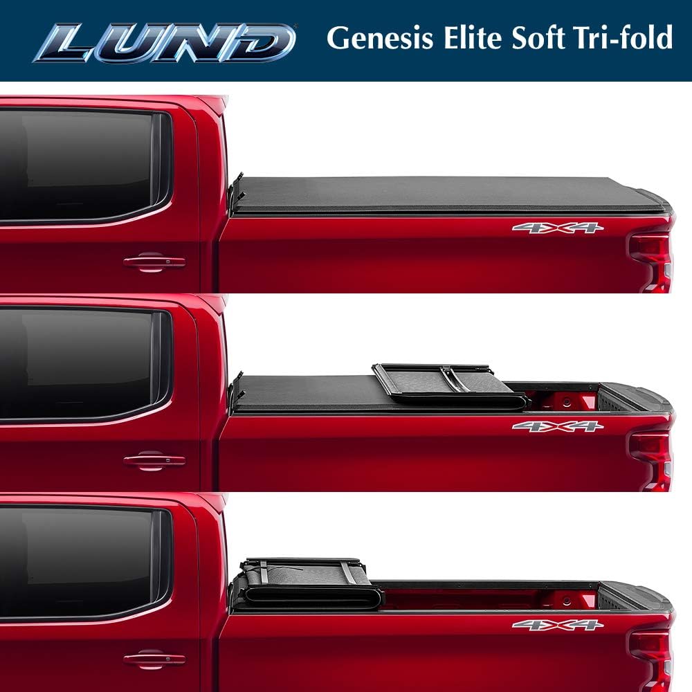 Amazon Com Lund Genesis Elite Tri Fold Soft Folding Truck Bed Tonneau Cover 95865 Fits 2009 18 19 20 Classic Dodge Ram 1500 5 7 Bed 67 4 Automotive