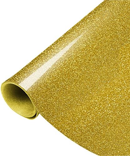 PAMISO 10 x 39 Inch Glitter Heat Transfer Vinyl - Gold HTV - DIY T-shirt Vinyl, (gold)