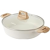 CAROTE 3 Qt Nonstick Stock Pot with Lid Soup Pot with Lid, Casserole Super Easy to Clean Non Stick Cooking Pot Cookware PFOA Free, White Granite