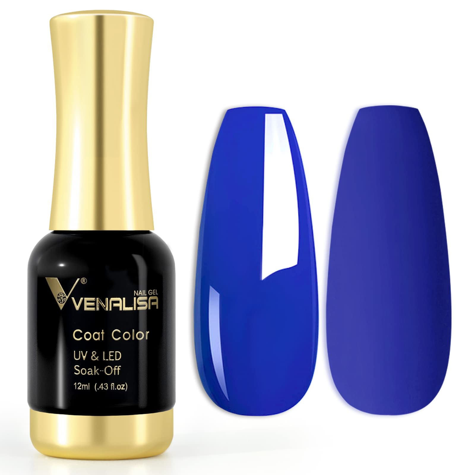 VENALISA 12ml Elegant Blue Gel Nail Polish Soak Off Nail Lamp UV LED Natural Nail Gel Polish Nail Art DIY Manicure French Gifts, 0.43 OZ