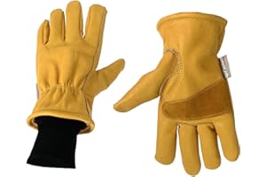 Men s Winter Work Gloves Windproof Insulated Cowhide Warm Protection Reinforced -slip for Driving Operations