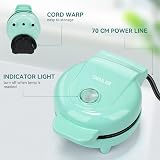 SNAILAR Mini Waffle Maker 550W Green Nonstick Ready Light Cool Touch view 6