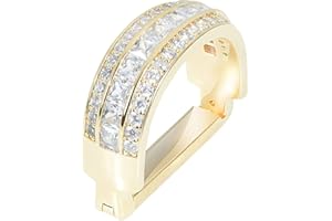 VVCOME Men's Classic Square Cubic Zirconia Tie Clips Tie Holder Crystal Necktie Ring Tie Tacks Accessories for Wedding Business with Gift Box