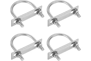 DTGN M8x51x78mm U Bolts Round Kit - 4Set - 304 Stainless Steel U-Bolt Kit with Nuts, Washers, Frame Plate - Good for Pipe, Trailer, Automotive, Leaf Spring Fastener
