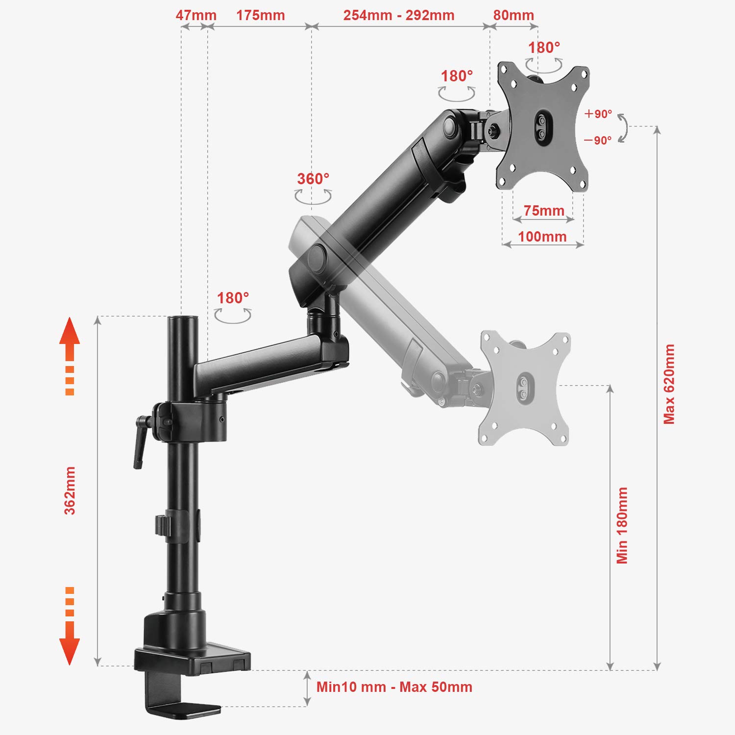 PUTORSEN® PC Monitor Arm - Aluminum 