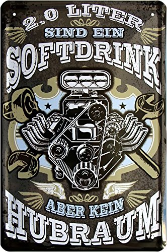 2.0 litres are a soft drink but not a displacement! V8 Motor 20 x 30 cm Metal Sign 945