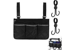 Wheelchair Side Bag – Waterproof Armrest Organizer Pouch with Zipper and Pockets, Durable Lightweight Storage Accessory for W