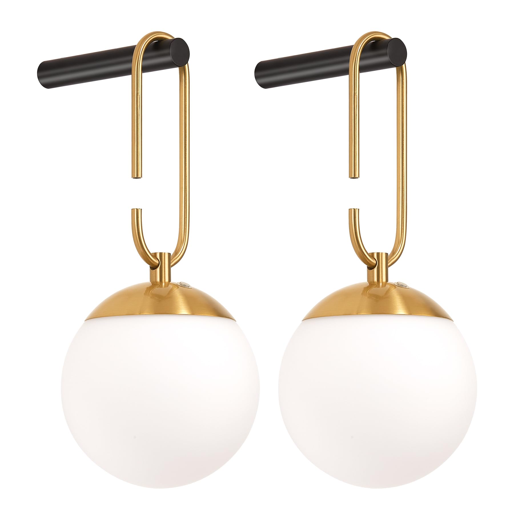 Photo 1 of ***MISSING PARTS***
Battery Operated Wall Sconces Set of 2, Black & Gold Wireless Hanging Opal Glass Globe Wall Lamp with Touch & Remote, 12 RGB Colors & 3 Color Modes, Rechargeable Dimmable Wall Light for Bedroom