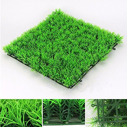 CNZ Aquarium Decor Fish Tank Decoration Ornament Artificial Plastic Plant Green (10″ x 10″ Mat)