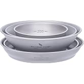 iBasingo Titanium Bowls Plates Set Single-Walled Rice Salad Mixing Bowls Dishes Ultralight Camping Dinnerware Outdoor Indoor Tableware Kitchen Utensils with Carry Bag Ti1110T