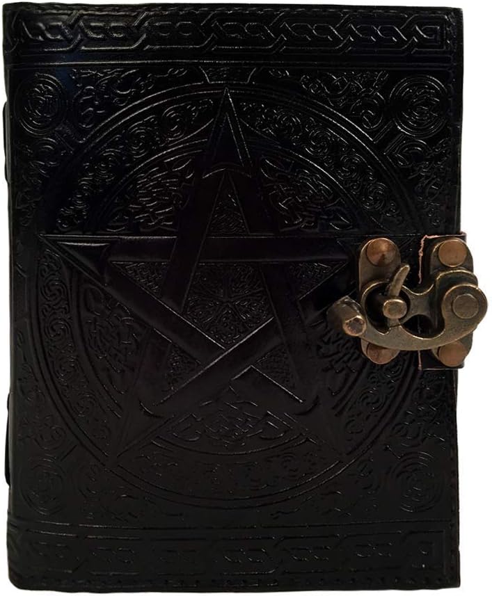Black Pentagram Witch craft Embossed Writing Handbook Leather Journal Book of Shadows Diary Appointment Organizer Daily Planner Office Diary College Sketchbook 5 x 7 inches for Men and Women