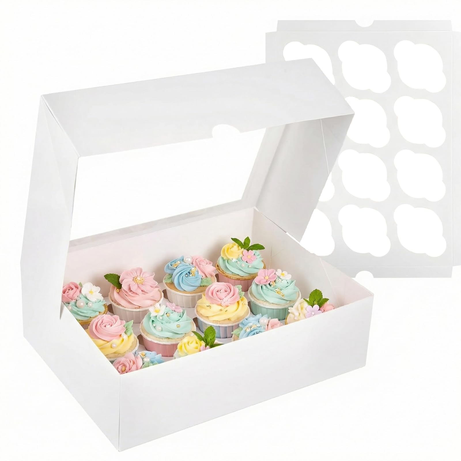Photo 1 of ***ONLY 1 BOX*** VGOODALL 2PCS White Cupcake Container, 12 Count with Window Boxes Holding 24 Pastry Box for Birthday Holiday Party Bakery Supplies