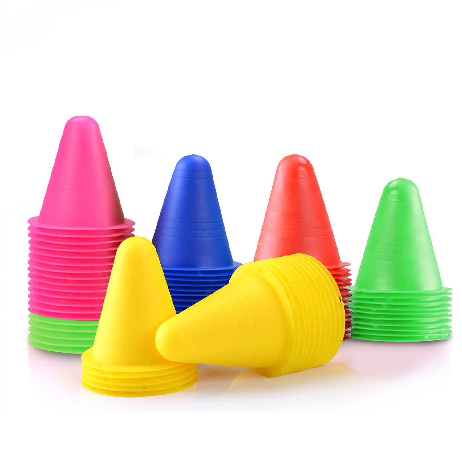 OurTop Slalom Cones, Pack of 75 Marking Cones, Slalom Cones, Training Cones, Large, Break-Resistant Training Aids, Traffic Cones for Football, Sports, Equestrian & Dog Training