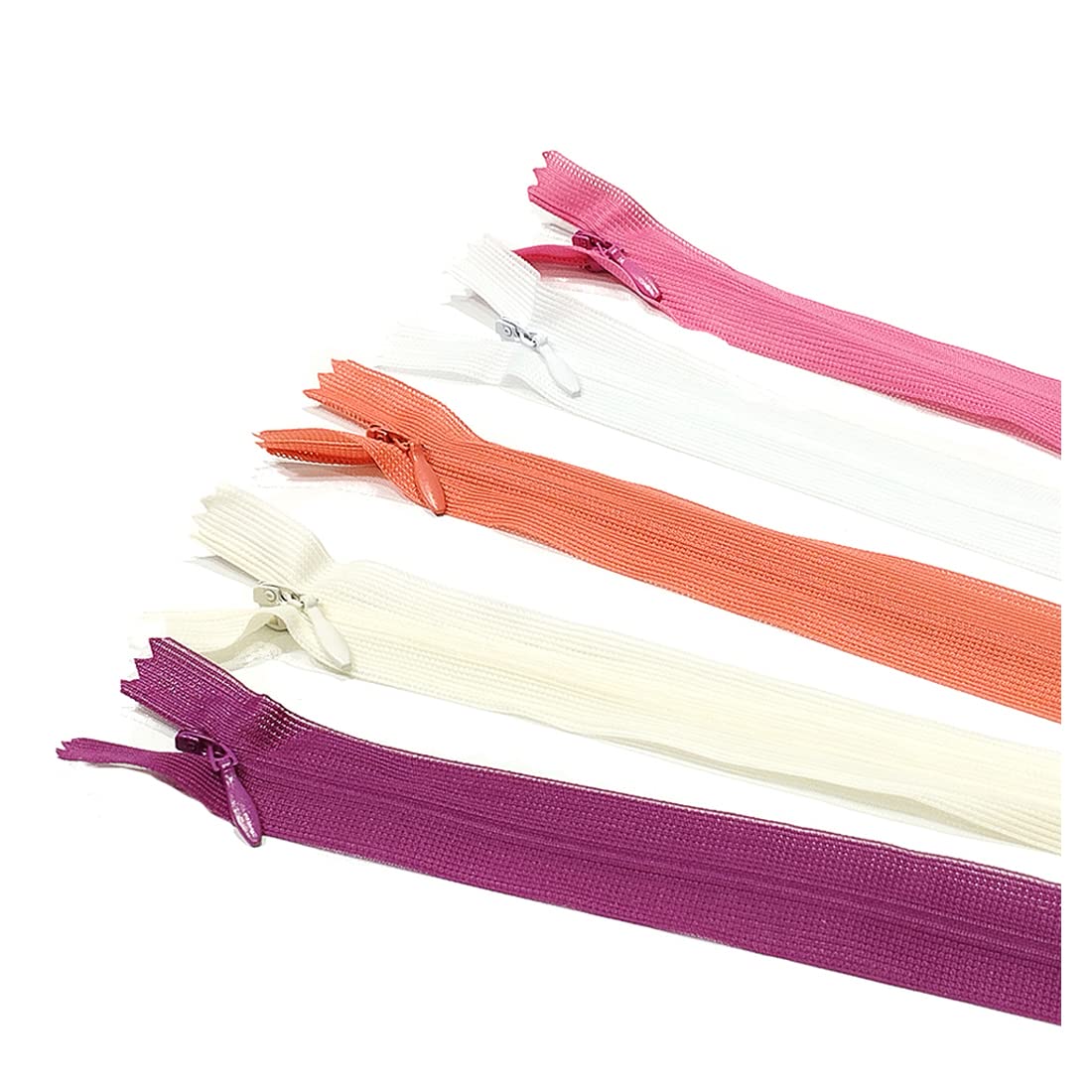 Invisible Zipper Closed, 5 Sizes and 20 Colors #3, Fine Zipper, Elegant and Discreet for Sewing on Clothes, Dresses, Skirts, Sewing Zipper, (60cm 25pcs, Assorted1)