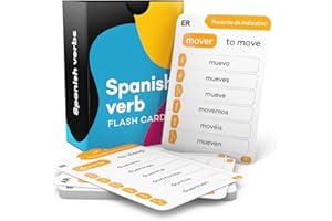 BRISTON Spanish Verb Conjugation Flash Cards with 6 Tenses (150 Verbs 75 Cards) Educational Language Learning Resource for Memory & Sight Words – Fun Game Play - Kids, Grade School, Classroom or Homeschool