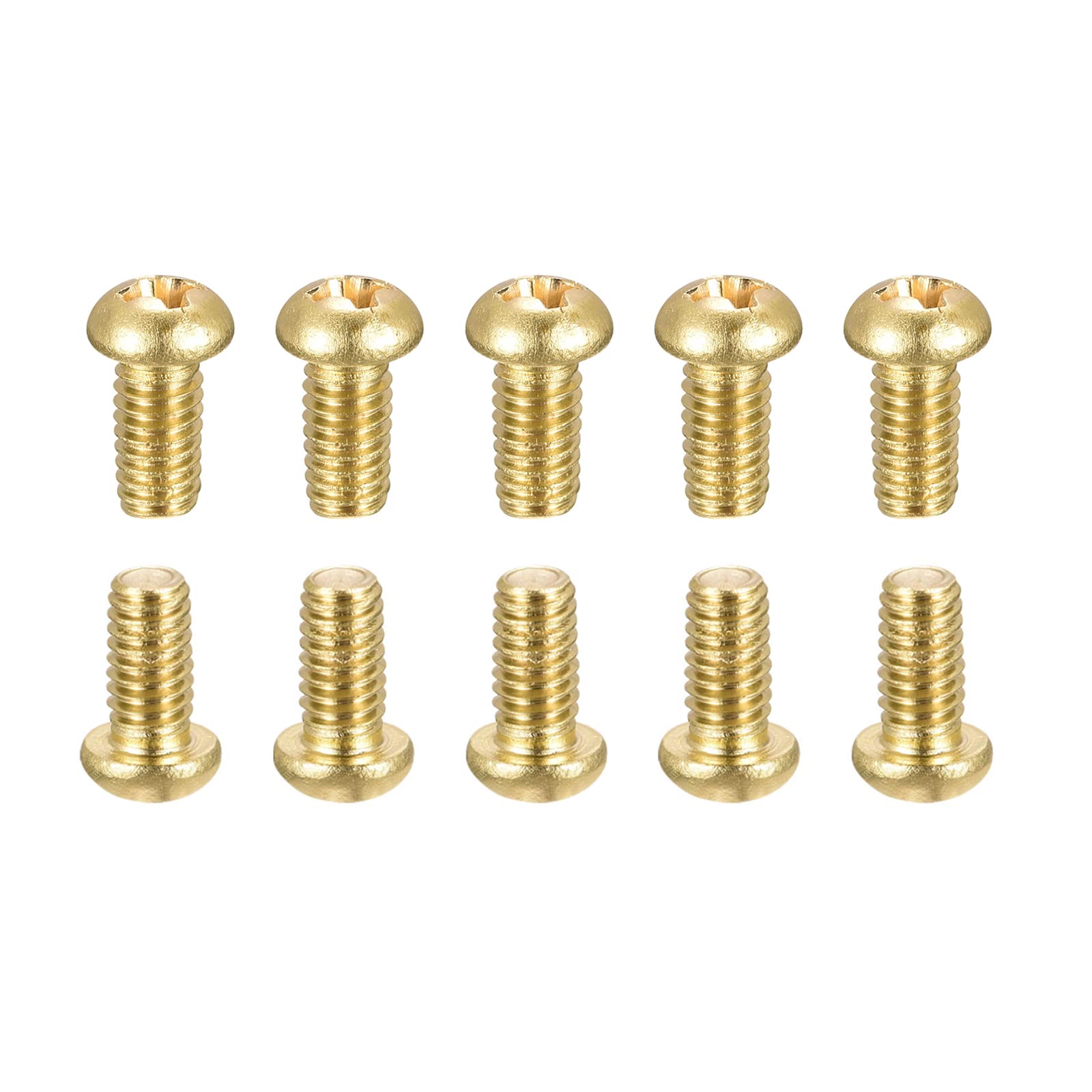 DTGN M4x8mm(DxL) Brass Phillips Machine Screws - 36Pack - Good for Machinery Industry - Pan Head Fastening Screw - Brass Tone