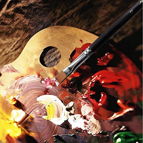 Flat Tipped Brushes for Acrylic Oil Watercolor by Amagic 9 Pcs Artist Face and Body Professional Painting Kits with Synthetic Nylon Tips