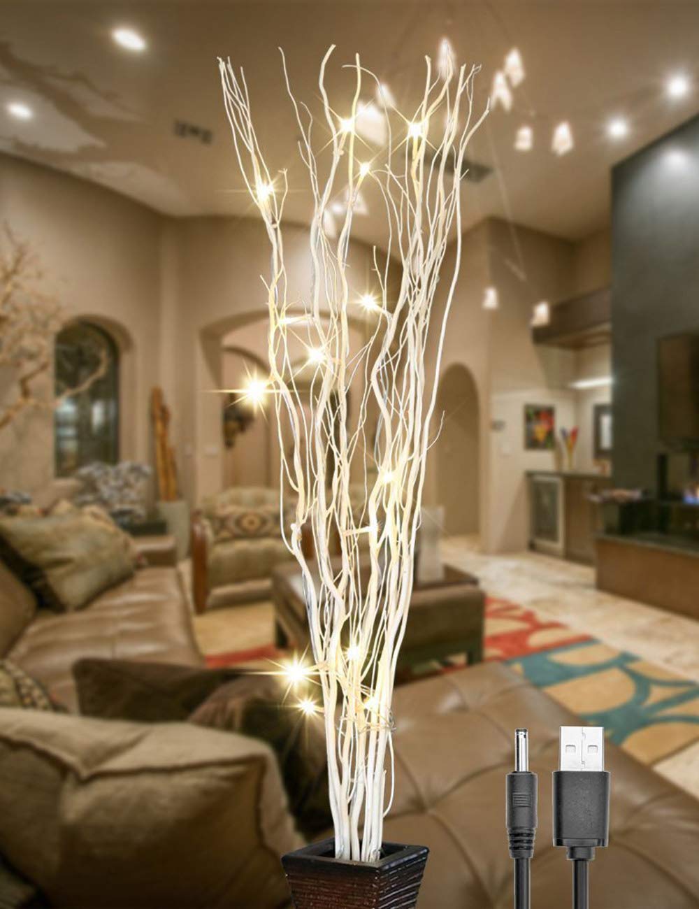 Condition photo showing New/Like New for lightshare 36inch 16led natural willow twig lighted branch for home decoration, usb plug-in and battery powered