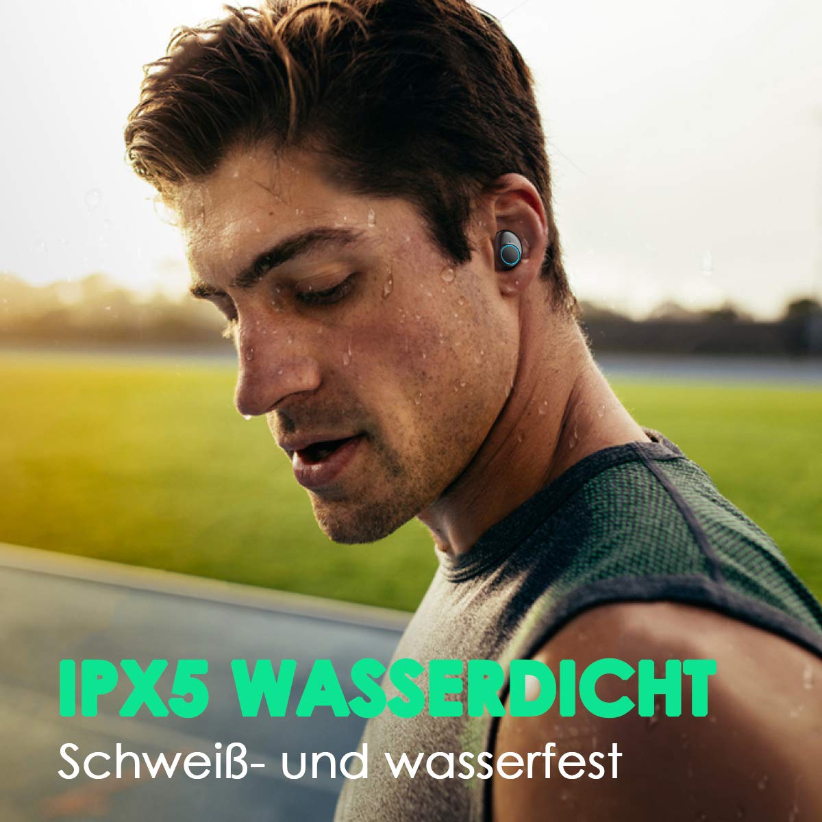 Bluetooth Kopfhörer, WU-MINGLU Bluetooth 5.0 Kopfhörer in Ears Kabellose HiFi Headset IPX5 Wasserdicht Ohrhörer Stereo-Sound Earbuds für alle Bluetooth Geräte, Sport, Entspannung