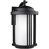 Seagull 8747901-12 Transitional One Light Outdoor Wall Lantern from Crowell Collection in Black Finish