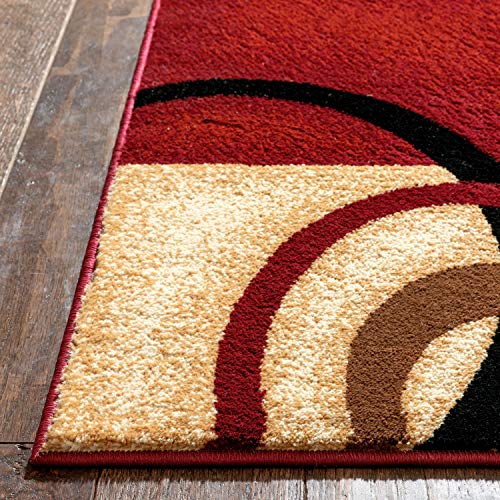 Well Woven Barclay Arcs & Shapes Red Modern Geometric Area Rug 9'3'' X