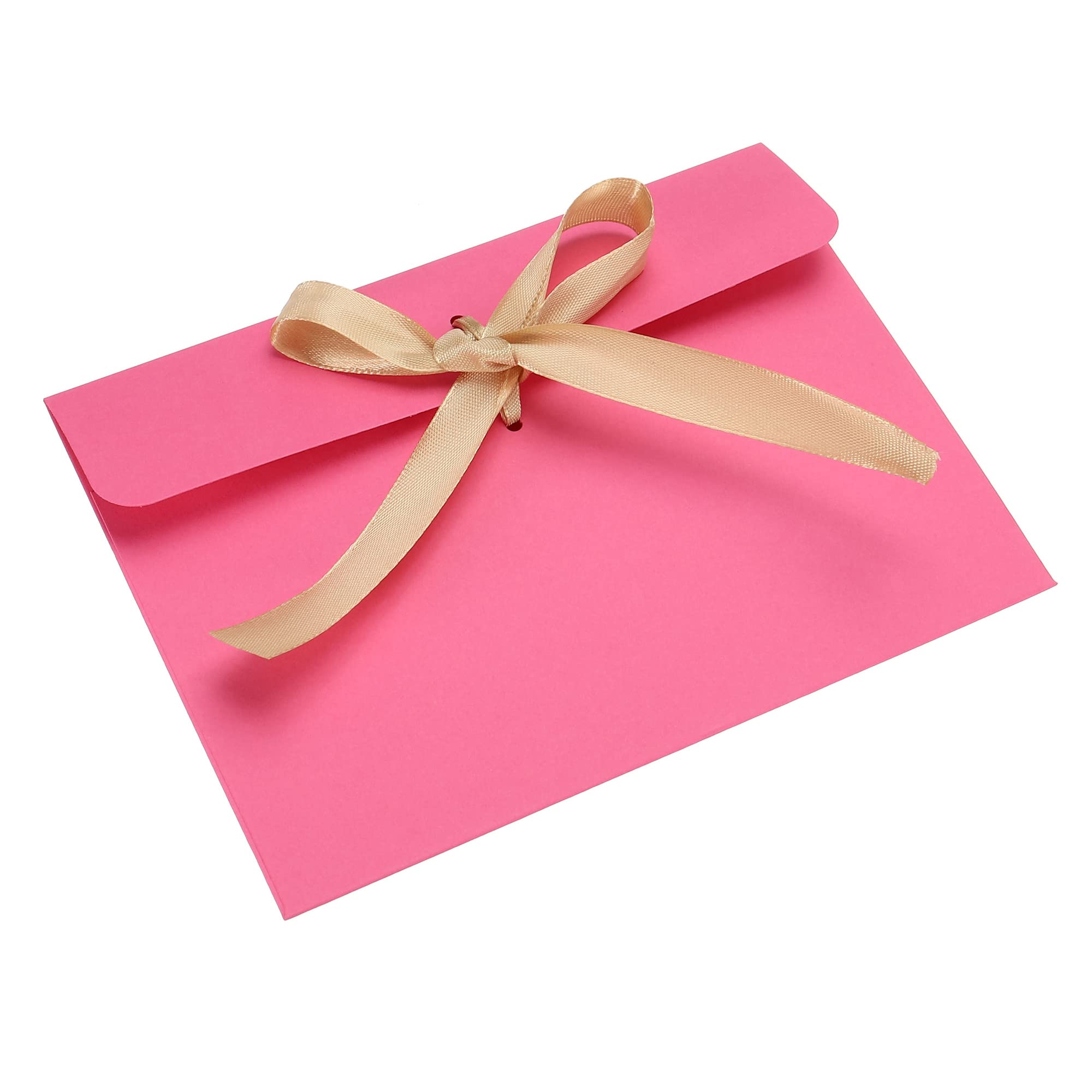 PATIKIL Invitation Envelopes, 25 Pack Greeting Card Envelope with Ribbon for Wedding Party, Rose Red