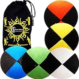 5x Pro Thud Juggling Balls - Deluxe (SUEDE) Professional Juggling Ball Set of 5 with Fabric Travel Bag! (Mix)