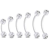 Cocharm 6PCS Plastic Pregnancy Belly Button Rings - 14G Acrylic Navel Rings for Women - Bioflex Belly Piercing Jewelry
