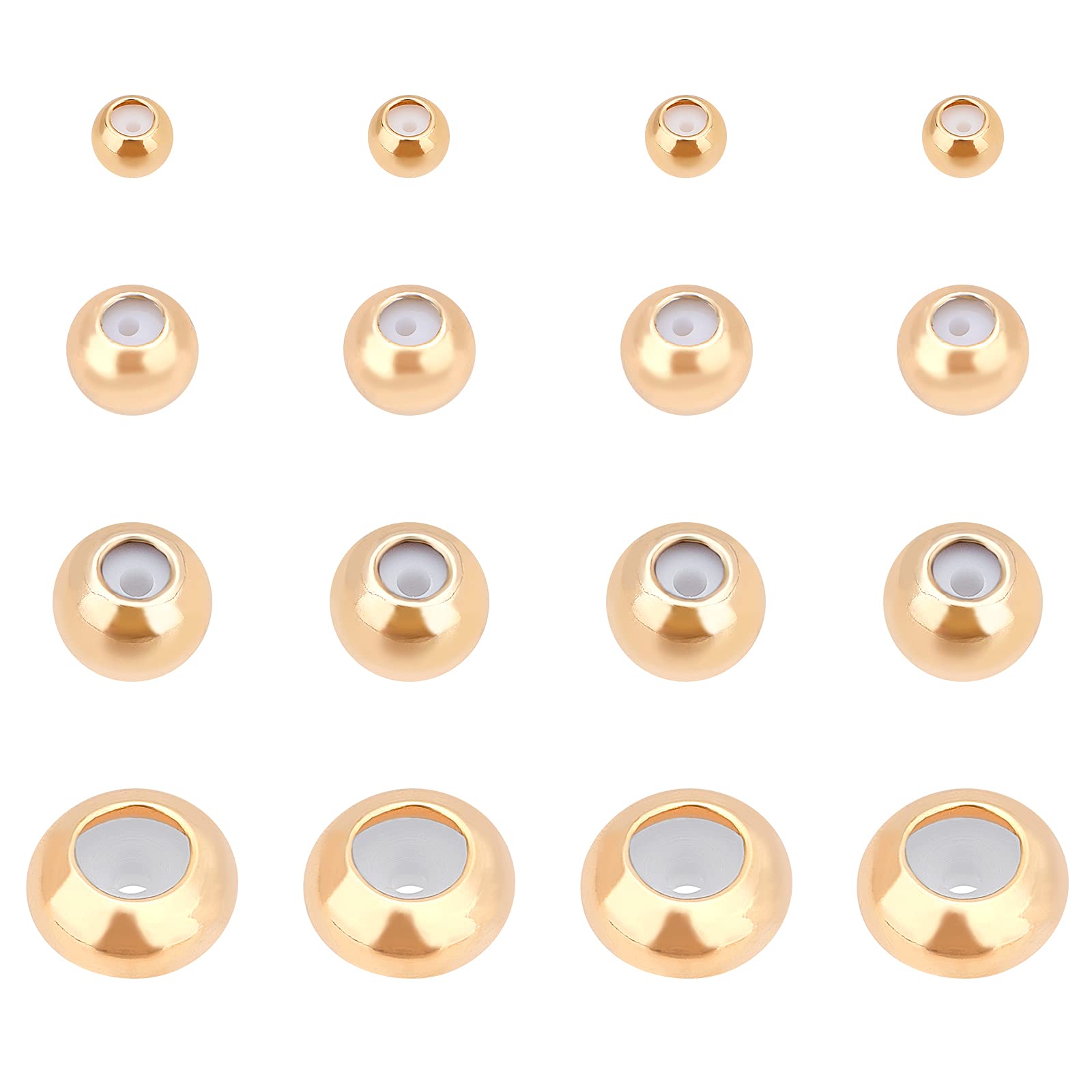 BENECREAT 40pcs 18K Gold Plated Beads Mixed Size Rubber Spacer Charm for Bracelets Jewelry Makings