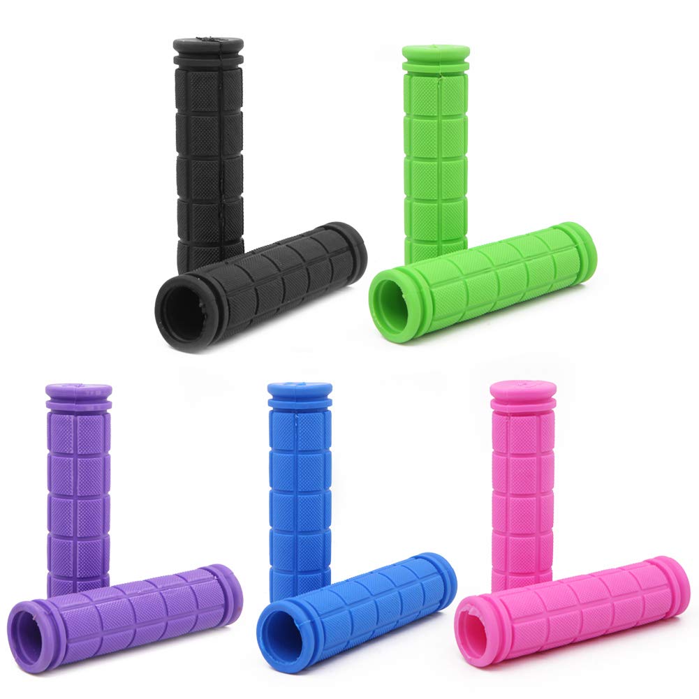 Wudong 5 Pairs Mountain Bike Handlebar Grips,Soft Rubber Anti Slip Bicycle Handle Bar Grips With Lock On Ends Handlebar Plugs For Outdoor Bicycle Accessories