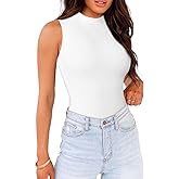 WAYMAKER Mock Neck Bodysuits for Women Sleeveless Basic Tank Top Body Suit Shirts