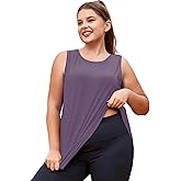 LALAGEN Plus Size Womens Workout Tank Tops Sleeveless Summer Loose Fit Flowy Yoga Athletic Running Shirts