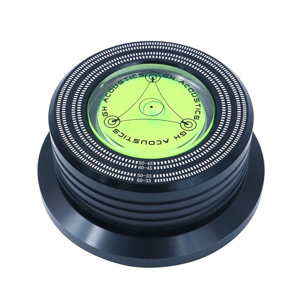 DollaTek 50/60Hz Bubble Level Speed Detection Turntable LP Vinyl Disc Alloy Record Weight Stabilizer Clamp - Black