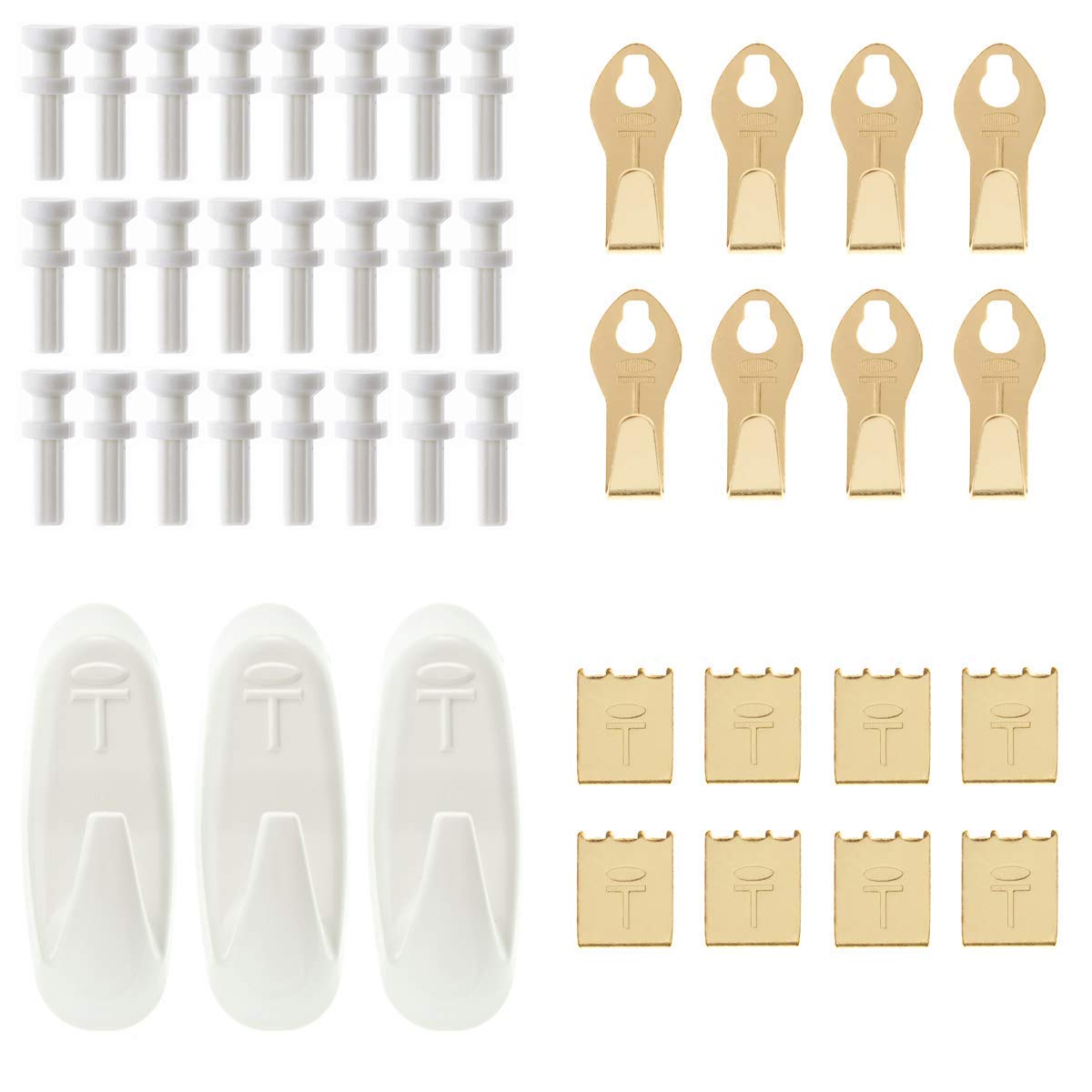 Takker Hardwall Refill Pack of 24 - 8 Picture Hooks, 8 Canvas Print Hangers, 3 Multi-Purpose Hooks - Hang Up to 12kgs - For Pictures, Canvas, Utensils and Tools